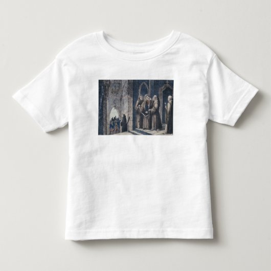 De monniken bedekken koning met drape Camenz Conve Kinder Shirts (Voorkant)