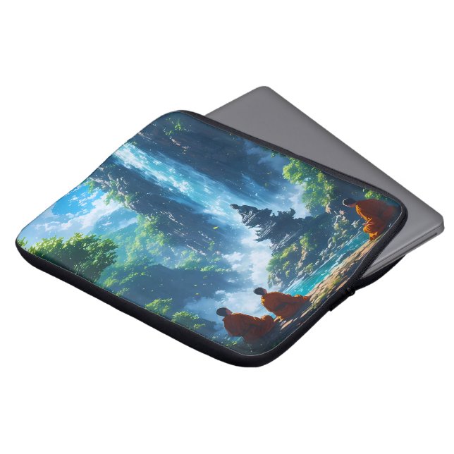 De Monniken Stijgen Kalmpjes Laptop Sleeve (Voorkant top)