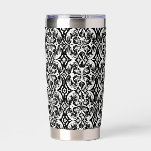 De monochrome bloei waterfles geïsoleerde drinkbeker (Voorkant)