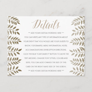 De Monochrome Varens Bos Bruiloftcollectie Informatiekaartje