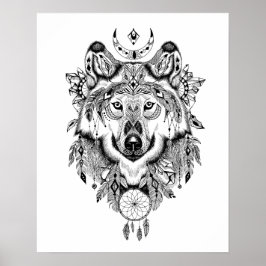 De Monochrome Wolf Poster