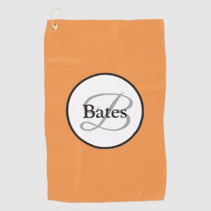 De monogram Gepersonaliseerde Oranje Witte Golfhanddoek