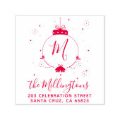 De Monogram van de Kerstmisbaal Naam & Terugkeerad Zelfinktende Stempel (Design)