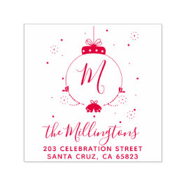 De Monogram van de Kerstmisbaal Naam & Terugkeerad Zelfinktende Stempel