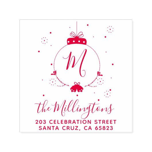 De Monogram van de Kerstmisbaal Naam & Terugkeerad Zelfinktende Stempel (Design)