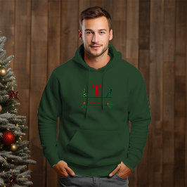 De Monogram van de Kerstmisdouane & Naam Mannen Hoodie
