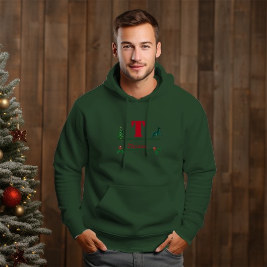 De Monogram van de Kerstmisdouane & Naam Mannen Hoodie