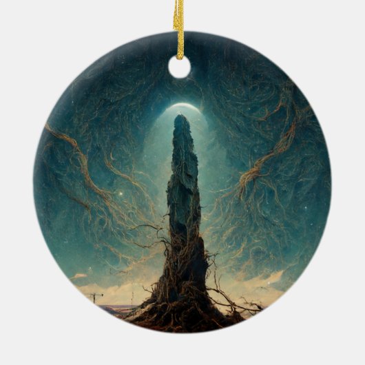 De monoliet 2 Fantasy Sci-Fi Art Keramisch Ornament (Achterkant)