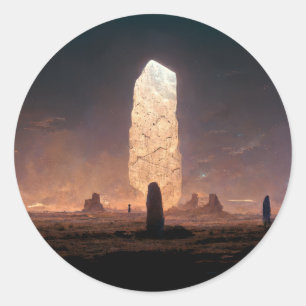 De monoliet 4 Fantasy Sci-Fi Ronde Sticker