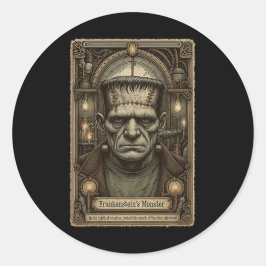 De Monster Frankenstein Halloween Tarot C Ronde Sticker (Voorkant)