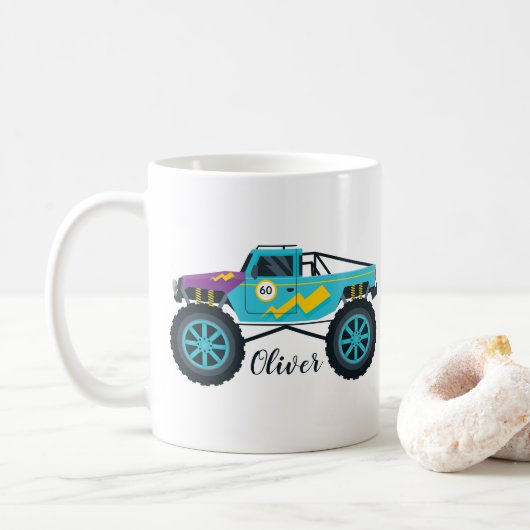 De Monster Truck van Racing Boy Koffiemok (Met donut)