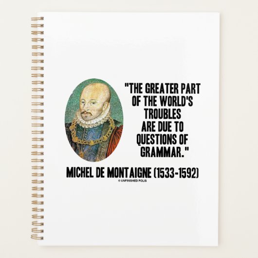 de montaigne world ' s Troubles Vragen van Grammar Planner (Voorkant)
