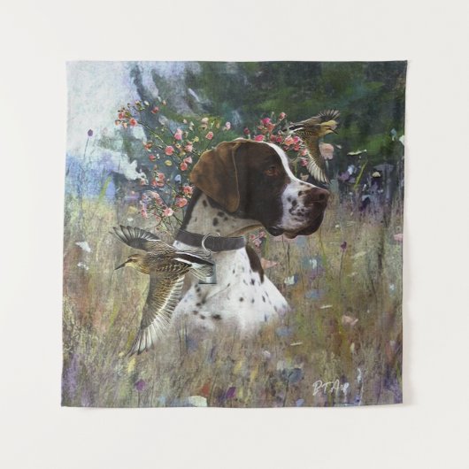 De mooie aanwijzer in het veld wandkleed (Voorkant)