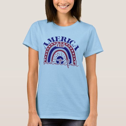 De mooie Amerikaanse regenboog T-shirt (Voorkant)