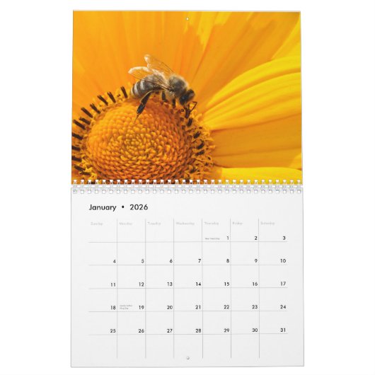De mooie bijen- en bloemenkalender elk jaar kalender (Jan 2026)
