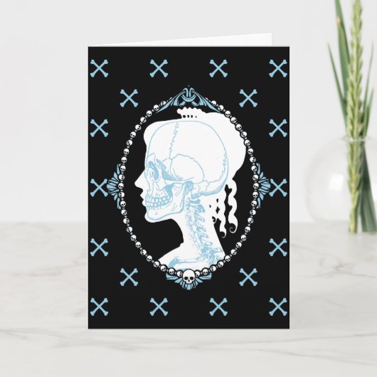 De mooie Blauwe Kamee van de Schedel Kaart (Voorkant)