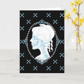 De mooie Blauwe Kamee van de Schedel Kaart (Gele Bloem)