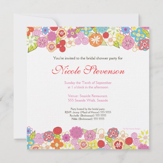 De mooie BloemenUitnodiging van het Kaart (Achterkant)