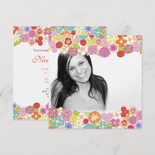 De mooie BloemenUitnodiging van het Kaart (Voorkant / Achterkant)