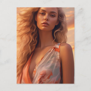 De mooie blonde vrouw briefkaart