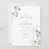 De mooie bruiloft: groen blad elegantie bruiloft kaart (Voorkant)
