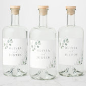 De mooie bruiloft: groen blad elegantie bruiloft likeurfles etiket (Flessen)