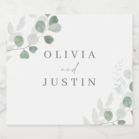 De mooie bruiloft: groen blad elegantie bruiloft likeurfles etiket (Enkel label)