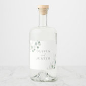 De mooie bruiloft: groen blad elegantie bruiloft likeurfles etiket (Voorkant)