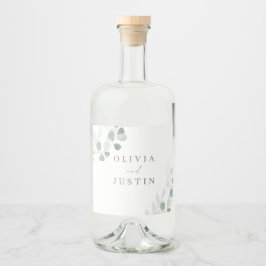 De mooie bruiloft: groen blad elegantie bruiloft likeurfles etiket