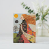 De mooie dame met rood haar collage briefkaart (Staand voorkant)