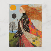 De mooie dame met rood haar collage briefkaart (Voorkant)