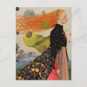 De mooie dame met rood haar collage briefkaart (Voorkant)
