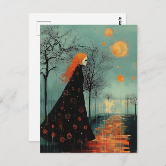 De mooie dame met rood haar heeft vele manen briefkaart (Voorkant / Achterkant)