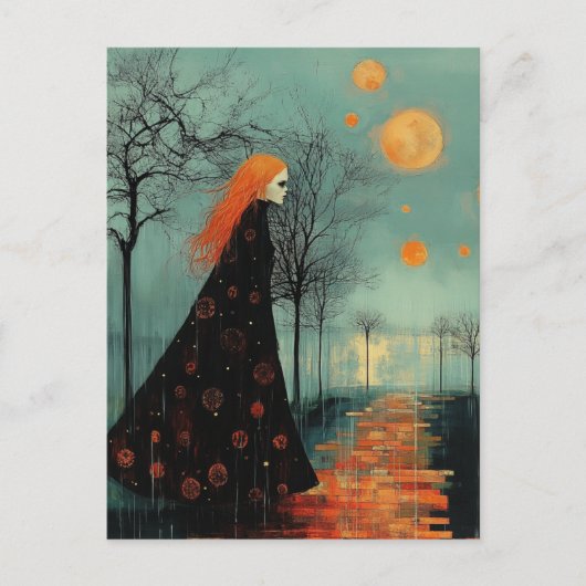 De mooie dame met rood haar heeft vele manen briefkaart (Voorkant)