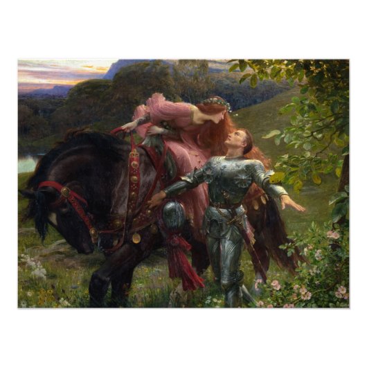 De mooie dame zonder genade door Frank Dicksee Foto Afdruk (Voorkant)