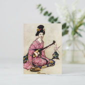 “De mooie danseres van Yedo” van Warwick Goble Feestdagenkaart (Staand voorkant)