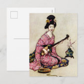 “De mooie danseres van Yedo” van Warwick Goble Feestdagenkaart (Voorkant / Achterkant)