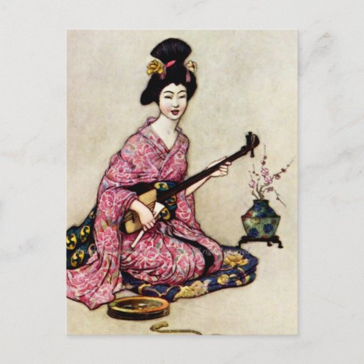 “De mooie danseres van Yedo” van Warwick Goble Feestdagenkaart (Voorkant)