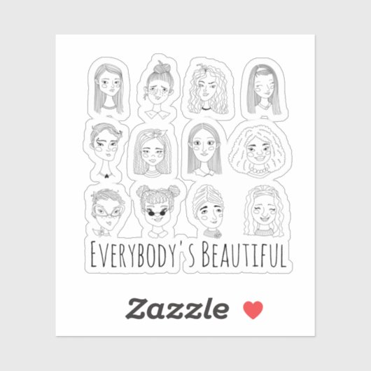 De mooie Feministische doodle Art van iedereen Sticker (Vel)