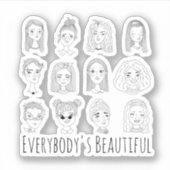 De mooie Feministische doodle Art van iedereen Sticker (Voorkant)