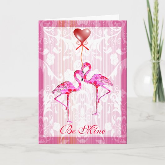 De mooie Kaart van Valentijn van Flamingo's (Voorkant)