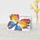 De mooie Kleurrijke Verjaardag van de Vlinder Kaart (Gele Bloem)