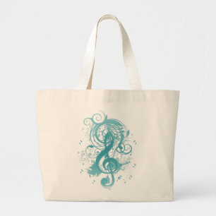 De mooie koele muzieknoten met ploeteren grote tote bag