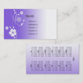 De mooie moderne bloemenkalender van de ontwerpzak visitekaartje (Voorkant / Achterkant)