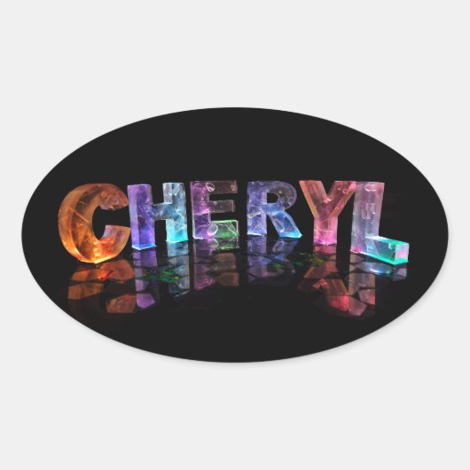 De mooie naam Cheryl in 3D-lampjes Ovale Sticker (Voorkant)