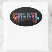 De mooie naam Cheryl in 3D-lampjes Ovale Sticker (Tas)