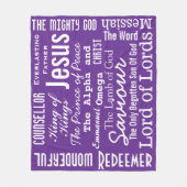 De mooie namen van Jezus paarse Fleece Deken (Voorkant)
