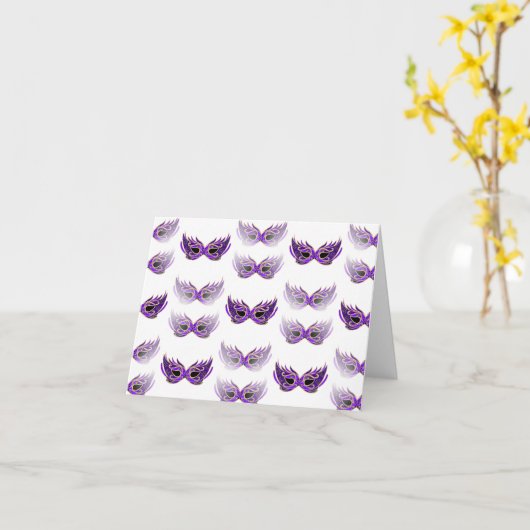 De mooie Paars vermommen zich Maskers Mardi Gras Kaart (Gele Bloem)