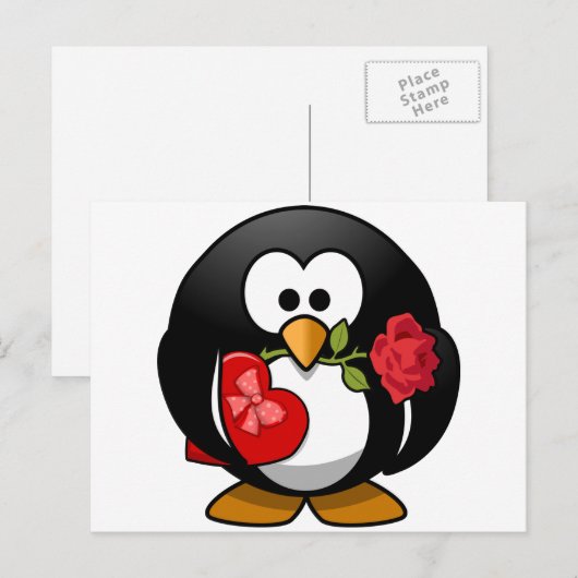 De mooie Pinguïn van Valentijn Feestdagenkaart (Voorkant / Achterkant)