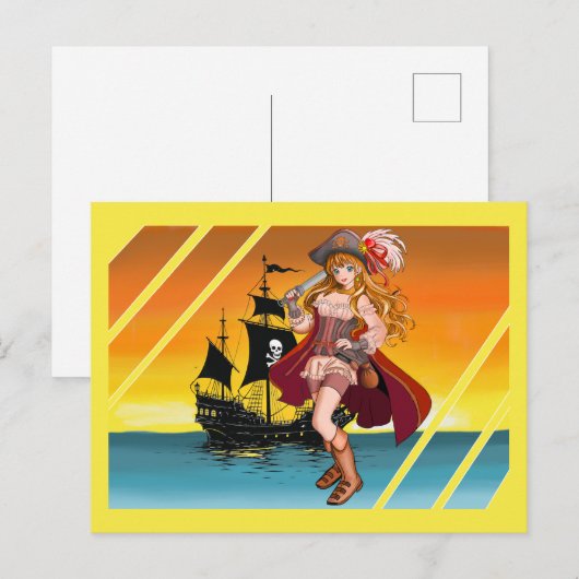 De mooie piraat. briefkaart (Voorkant / Achterkant)